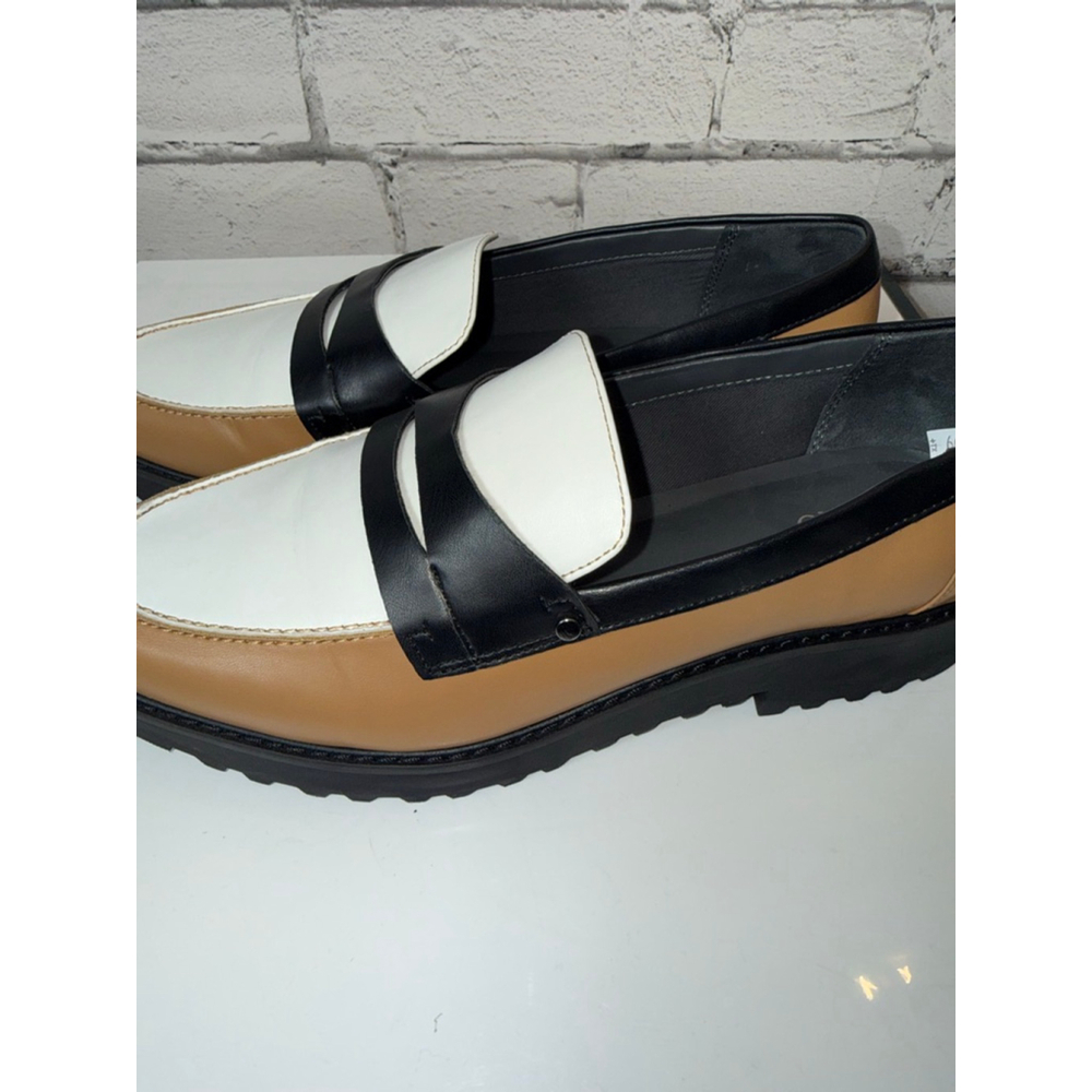 Women's Franco Sarto Cassandra Platform Penny Loafers Size 10 Brown White Black - Picture 4 of 10